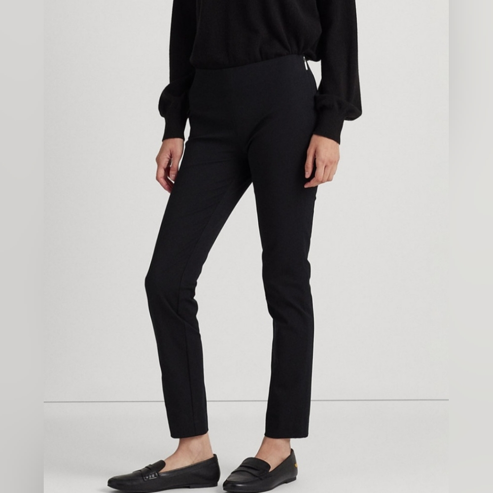 RALPH LAUREN STRETCH TWILL SKINNY BLACK PANTS SIZE 12 NWT